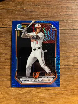 2026 Bowman Wehiwa Aloy Chrome 1st Blue Mojo Refractor /150 #BCP-135 Orioles - Image 1
