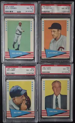 1961 FLEER ATG BASEBALL COMPLETE 154 card SET HIGH GRADE 40 PSA GRADED MOST 8's - Image 1