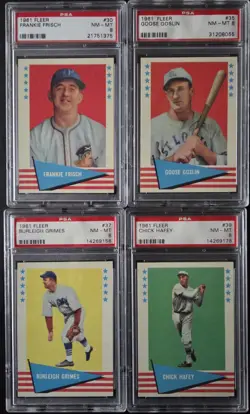 1961 FLEER ATG BASEBALL COMPLETE 154 card SET HIGH GRADE 40 PSA GRADED MOST 8's - Image 2