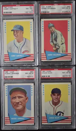 1961 FLEER ATG BASEBALL COMPLETE 154 card SET HIGH GRADE 40 PSA GRADED MOST 8's - Image 3