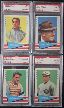 1961 FLEER ATG BASEBALL COMPLETE 154 card SET HIGH GRADE 40 PSA GRADED MOST 8's - Image 4