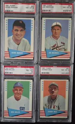 1961 FLEER ATG BASEBALL COMPLETE 154 card SET HIGH GRADE 40 PSA GRADED MOST 8's - Image 5