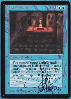 Steal Artifact Beta PLD Blue Uncommon SIGNED MAGIC CARD (ID# 521275) ABUGames - Image 1