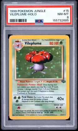 1999 Pokemon Vileplume 15/64 Jungle Holo PSA 8 - Image 1