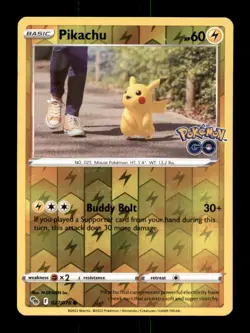 PIKACHU 027/078 C POKEMON GO POKEMON REVERSE HOLO NM - Image 1