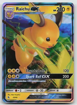 Raichu GX 20/68 Holo Hidden Fates Pokemon NM - Image 1
