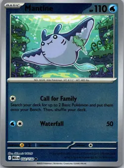 Mantine 032/132 Common Mega Evolution Pokemon Reverse Holo Near Mint - Image 1