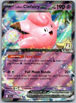 2025 Pokemon Journey Together Lillie's Clefairy ex 056/159 Double Rare Holo NM - Image 1