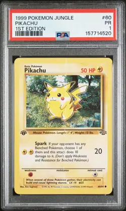 1999 POKEMON JUNGLE 1ST EDITION #60 PIKACHU PSA 1 - Image 1