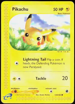 Pikachu 124/165 Common Expedition Base Set Pokemon Moderately Played - Image 1