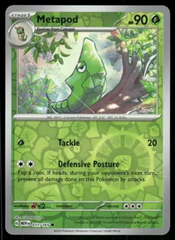 Metapod 011/165 Common 151 Pokemon Reverse Holo Near Mint - Image 1