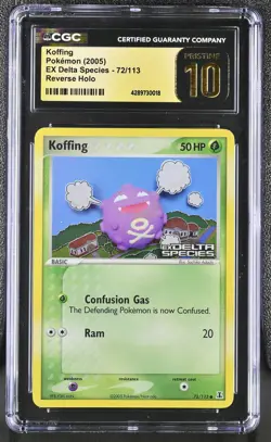 Pokemon Koffing EX Delta Species 72/113 Reverse Holo CGC 10 Pristine - Image 1