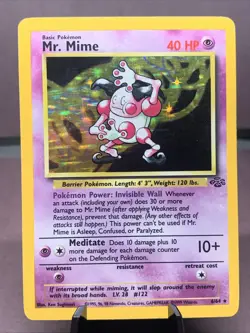 Pokemon TCG Mr. Mime 6/64 Holo Rare Jungle Set WOTC 1999 VTG LP - Image 1