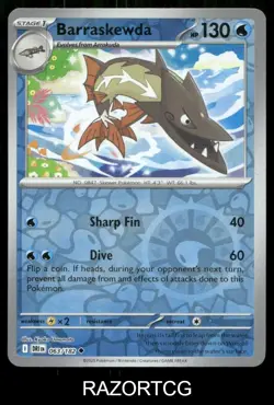 BARRASKEWDA 063/182 UC DESTINED RIVALS POKEMON REVERSE HOLO NM/M - Image 1