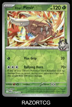 ETHAN'S PINSIR 001/182 UC DESTINED RIVALS POKEMON REVERSE HOLO NM/M - Image 1