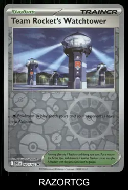 TEAM ROCKET'S WATCHTOWER 180/182 UC DESTINED RIVALS POKEMON REVERSE HOLO NM/M - Image 1