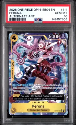 2026 ONE PIECE OP14-EB04-THE AZURE SEA'S SEVEN ALTERNATE ART #111 PERONA PSA 10 - Image 1