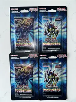 Yugioh Toon Chaos 1st Edition Sealed Blister Pack. Lot Of 4 Blisters - Image 1