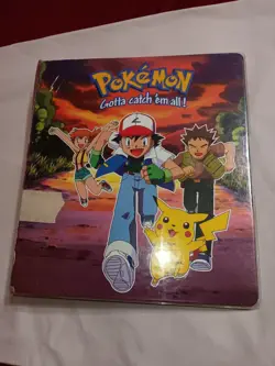 Vintage 1999 3 Ring Card Binder Nintendo Pokemon Pikachu Ash Misty Brock - Image 1