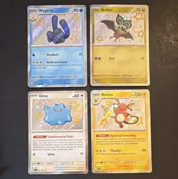 Pokemon TCG Paldean Fates 4 Card Lot Shiny Holo Wugtrio Noibat Ditto Raichu - Image 1