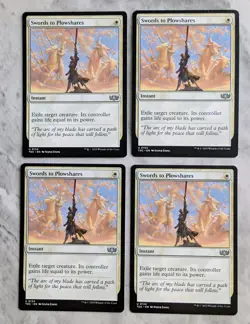 Swords to Plowshares (PLAYSET X4) MTG TDC Tarkir White Instant Removal Exile NM - Image 1