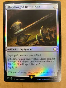 MTG 1x FOIL Bloodforged Battle-Axe 226 Universes Beyond Fallout Magic the x1 NM - Image 1