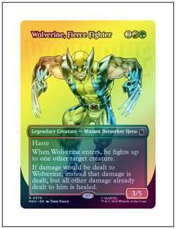 Wolverine, Fierce Fighter, Borderless Foil, Marvel Super Heroes, Magic MTG NM - Image 1