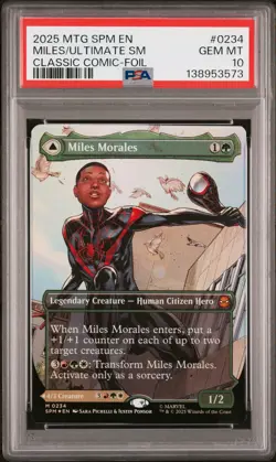 2025 MTG MARVEL'S SPIDER-MAN #0234 MILES MORALES/ULTIMATE SPIDER-MAN PSA 10 - Image 1