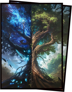 Card Sleeves for MTG - 100 Pack Day and Night Art, Sun Vs Moon Tree Fantasy Land 313044564576 - Image 1