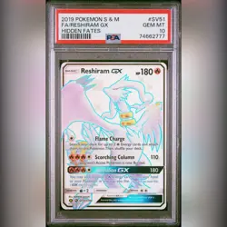 PSA 10 Reshiram GX SV51/SV94 Hidden Fates Sun & Moon 2019 Pokemon Card - Image 1