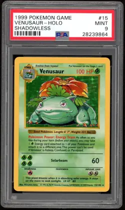 Venusaur Holo 15/102 PSA 9 Base Set Shadowless Pokemon - Image 1