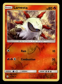 Larvesta 34/236 Reverse Holo S&M Cosmic Eclipse Pokemon Card - Image 1