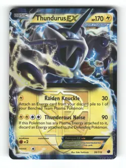 Thundurus EX - 38/116 - Plasma Freeze - Pokemon - EX Rare - Holo LP - Image 1