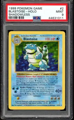 Blastoise Holo 2/102 PSA 9 Base Set Shadowless Pokemon - Image 1