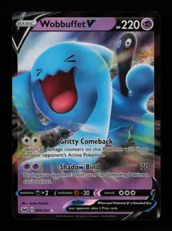 Wobbuffet V 086/202 Holo Holo V Rare Sword & Shield Pokemon Cards - Image 1