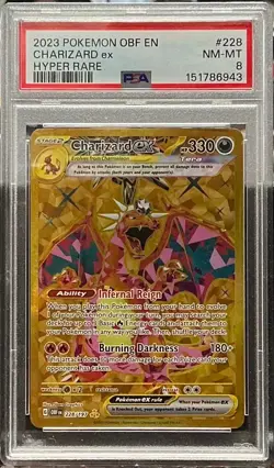 2023 Pokemon Obf EN-Obsidian Flames Charizard EX Hyper Rare PSA 8 #228 - Image 1