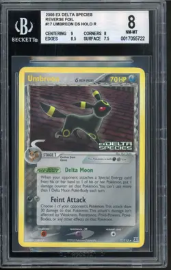 2005 Pokemon EX Delta Species Umbreon Reverse Holo Stamped 17/113 BGS 8 NM - Image 1