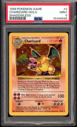 Charizard Holo 4/102 PSA 9 Base Set Shadowless Pokemon - Image 1