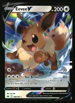 EEVEE V 108/159 HOLO V RARE CROWN ZENITH POKEMON NEAR MINT - Image 1