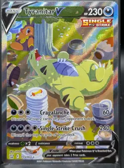 Pokemon Tyranitar V 155/163 Swsh05 Battle Styles Alt Full Art Holo UR ENG CREASD - Image 1