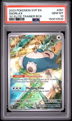 2023 POKEMON SVP EN-SV BLACK STAR PROMO 151 ELITE TRAINER BOX SNORLAX PSA 10 - Image 1