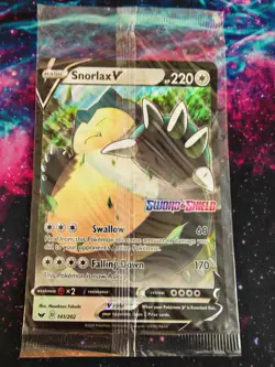 Pokemon TCG Sword And Shield Snorlax V 141/202 Jumbo Stamped Promo Sealed - Image 1