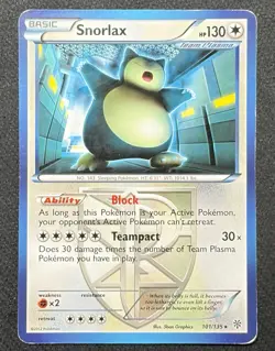2012 Pokemon Snorlax Team Plasma 101/135 Plasma Storm Regular - Image 1