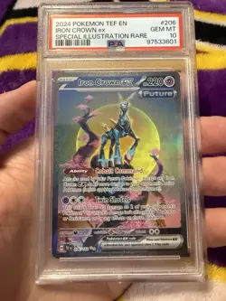 2024 POKEMON TEMPORAL FORCES SPECIAL ILLUSTRATION RARE#206 IRON CROWN EX PSA 10 - Image 1