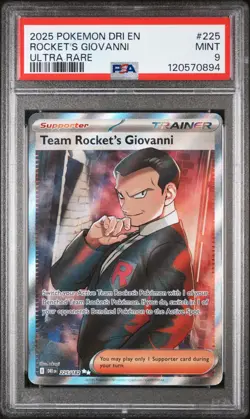 PSA 9 Team Rocket's Giovanni 225/182 Full Art Destined Rivals Pokemon Card - Image 1