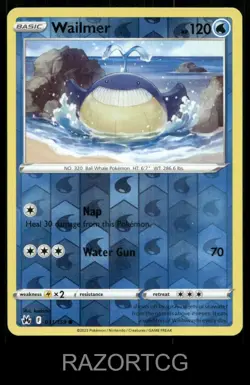 WAILMER 031/159 C CROWN ZENITH POKEMON REVERSE HOLO LP - Image 1