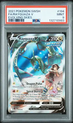 PSA 9 RAYQUAZA V 194/203 | Evolving Skies Alt Art Pokemon Card - Image 1