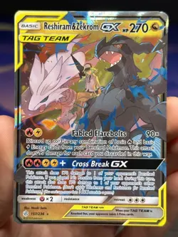 Reshiram & Zekrom GX ~ Cosmic Eclipse 157/236 ~ Ultra Rare Pokemon Card ~ NM/Exc - Image 1