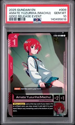 Gundam Card Game Amate Yuzuriha (Machu) GD02 Release Event #009 PSA 10 POP 5 - Image 1