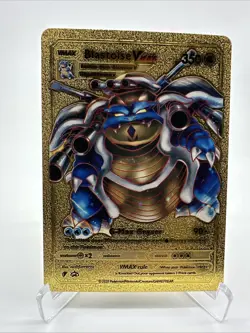 Pokemon Blastoise VMAX Gold Foil Fan Art Collector Card 350 HP - Image 1